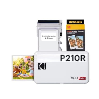 KODAK Mini 2 Retro Cadeau Noel – Imprimante Photo Portable (5,4 x 8,6 cm) + Blanc, 38 Feuilles