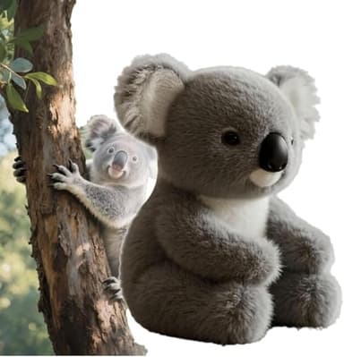 AQDJWHM Koaly- Peluche de Soutien Émotionnel, Peluche Koala Ultra Douce, Mouvements Naturels, Câlins Réalistes, Confort à la Demande, Aide au Sommeil, Soulagement de l'Anxiété