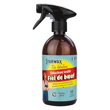 STARWAX THE FABULOUS - Spray Détachant Textile au Fiel de Bœuf prêt à l'emploi - 500ml - Elimine les Taches Tenaces (sang, vin, graisse) - 98% d'Origine Naturelle - Fabrication Française