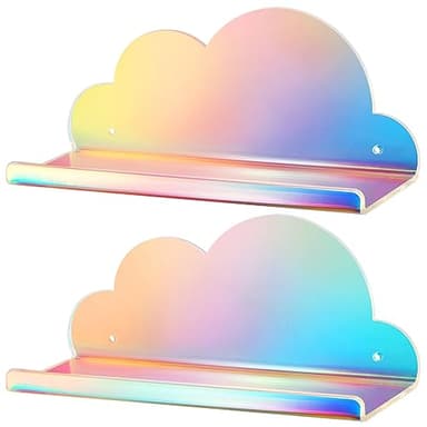 NiHome Lot de 2 étagères flottantes nuages en acrylique irisé (grand)