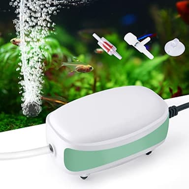 PYPABL Mini Pompe à Air pour Aquarium, Bulleur Silencieux pour Aquariums de Poissons, Pompe à Oxygène Silencieuse à Sortie Unique avec Accessoires pour Aquarium de 1L-40Litres