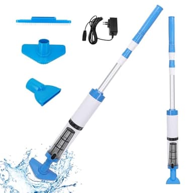 Aspirateur de Piscine sans Fil, 3 en 1 Rechargeable Aspirateur Manuels de Piscine Portable avec Manche Télescopique, Nettoyeur de Piscine Électrique pour Piscine, Spa, Jaccuzi