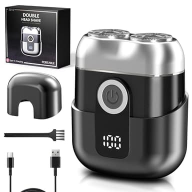 Yeerain Mini Rasoir Électriques pour Hommes avec Affichage LED, Rasoir Électrique Étanche IPX6, Mini Rasoir Portable Silencieux et Lavable, Rasoir Homme Gris