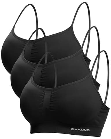 Channo Femme Soutien-Gorge sans Couture: Brassière Invisible Transparent Élastique sans Armature Maintien Yoga Lot de 3 (Noir M)