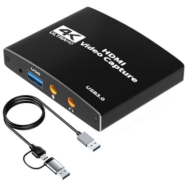 Carte d'acquisition Vidéo Full HD 1080p 60FPS, Enregistrement 4K avec Boucle HDMI Streaming Audio USB 3.0, Enregistreur de Jeux pour Hdmi Video Capture (Compatible Caméra, PC, OBS)