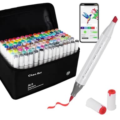 AEDAGA 120 Couleurs Feutre a Alcool avec App Gratuite, Feutres Coloriage à Doubles Pointes (Pinceau et Biseautée) pour Adultes et Enfants, Marqueur à Alcool pour Peinture, Croquis et Dessin