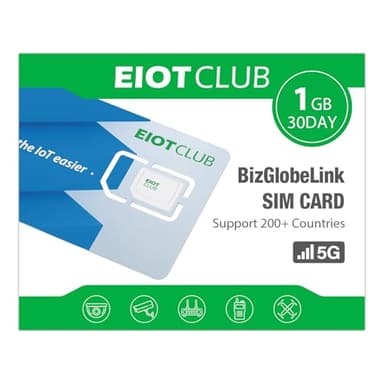 Carte SIM Internationale EIOTCLUB, 1 Go/30 Jours, 5G/4G LTE, pour Téléphone, Tablette, Routeur WiFi, Utilisable dans 200 Pays, sans Contrat, sans Frais D'Itinérance, sans Appels Ni SMS