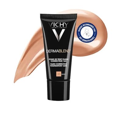 Vichy, Dermablend, Fond de Teint Fluide Correcteur Haute Couvrance, Pour Tous Types de Peau, Teinte : 35 Sable, 30 ml