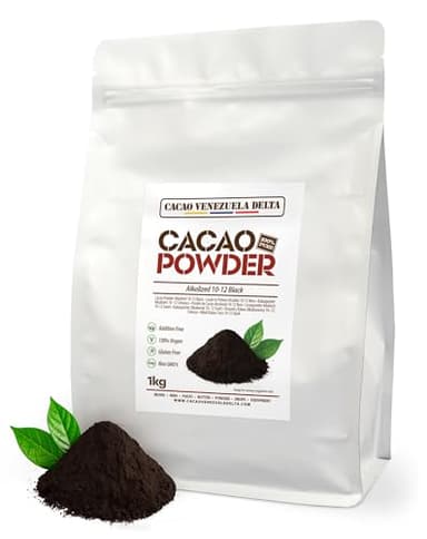 Cacao V Delta Cacao Noir En Poudre Non Sucré 1Kg- Chocolat En Poudre 10/12 Sans Additifs Idéal Pour Desserts Et Chocolats Riche En Antioxydants Et Acides Essentiels Végétalien Keto Paleo Sans Gluten