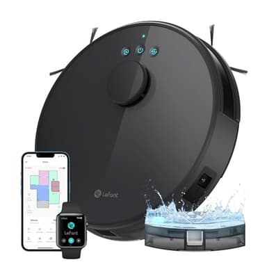 Lefant Robot Aspirateur Laveur 2 en 1, Super Aspiration 5500Pa, Navigation LDS, Cartographie, Zones Virtuelles, Aspirateur Robot Connecté par Alexa/APP/WiFi, Idéal pour Poils Animaux, Tapis Sols Durs