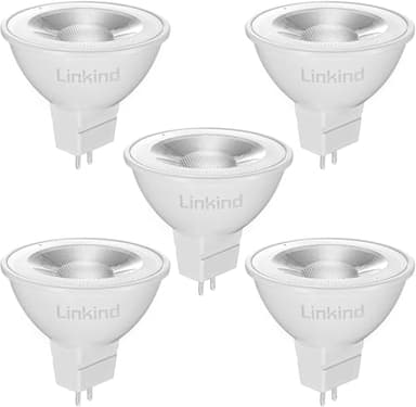 Linkind Ampoules LED GU5.3 12v MR16, 5W= 50W Ampoule à Incandescence, Blanc Froid 5000K, 520LM, 36° Angle, Ampoules LED Spot 12V, Non Dimmable, Lot de 5