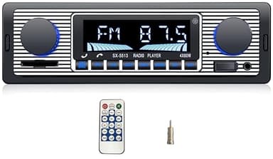 iFrego Autoradio Bluetooth, Poste Radio Voiture Bluetooth,1 DIN Radio FM, Autoradio Vintage Télécommande,7 Couleurs LED La Lecture de Musique USB/MP3/WMA/WAV/SD/TF,4X60W,Port de Charge USB(Non CD)