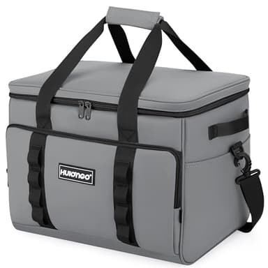 Hulongo Glaciere Grand Pliable Glacière Souple Isotherme Etanche Sac Pique Nique pour Courses, Camping, Randonnée et Voyage, 37L, Gris