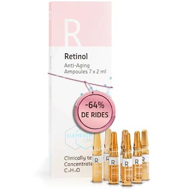Elemental Care Ampoules Rétinol 7x2ml – Sérum Visage Anti-Rides, Éclat Jeunesse et Anti-Taches avec Huiles Naturelles et Bidens Pilosa – Soin Intensif Régénérant Hydratant