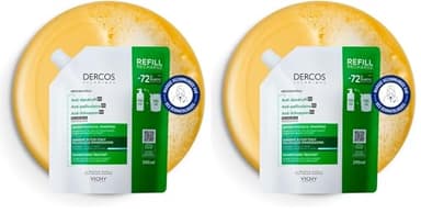 Vichy, DERCOS, Shampooing Anti-Pelliculaire DS, Pellicules & Démangeaisons, Cheveux Normaux à Gras, Éco-recharge, 390ml (Lot de 2)
