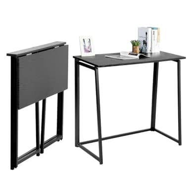 Meuble Cosy Bureau Informatique Pliant pour Petits Espaces Postes de Travail Table d'Ordinateur Pliante, Assemblage Facile, Cadre en Métal, Noir, 80x40x74cm