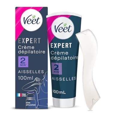 VEET EXPERT - Crème Dépilatoire Aisselles avec Dôme Applicateur - Agit en 2min - 100ml
