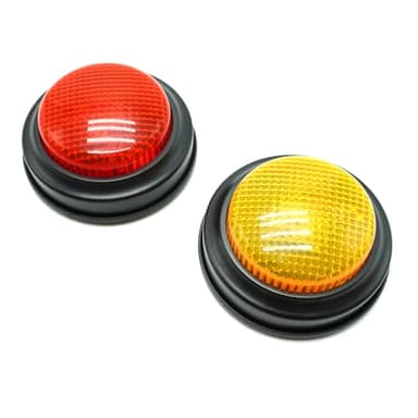 Gelabur 2-Pack Buzzer Blind Test, Buzzer pour Jeux de Questions avec 4 Sons Préenregistrés, Buzzer sonore et Lumineux, Cadeaux de Noël pour Enfants