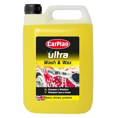 CarPlan Ultra Lavage et Cire 5L | Shampoing Voiture pH Neutre – Nettoie, Protège et Fait Briller sans Traces | Élimine Saletés et Résidus de Route
