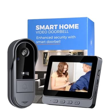 Winnes Sonnette sans Fil avec Caméra 1080P Exterieur étanche avec écran de 4,3 Pouces,Audio bidirectionnel,Caméra Grand Angle de 170°,Vision Nocturne,sans abonnement,sans APP,sans WiFi