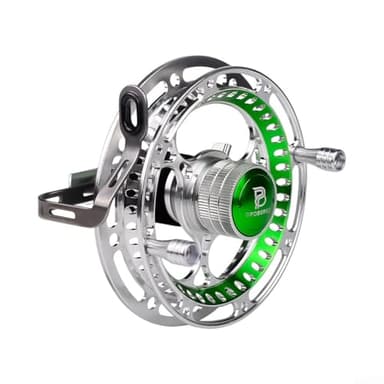 Moulinet de pêche à la mouche fabriqué à partir d'alliage d'aluminium avec 2 + 1BB, ventilateur avant à molette, design en V pour la prévention (85 mm, vert)