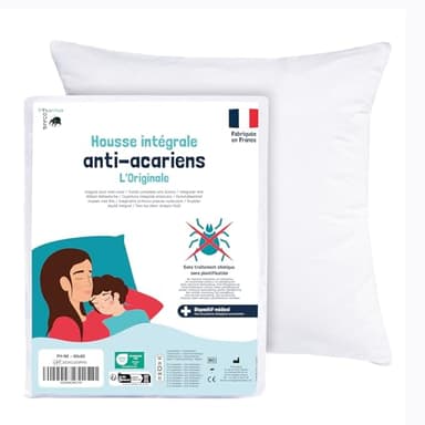 PharmaHousse - Housse Anti-acariens intégrale pour Oreiller - Dispositif médical - Garantie 10 Ans - Housse barrière sans Traitement ni plastification - Fabriquée en France