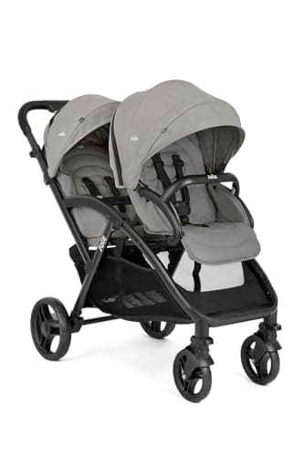 Joie - Evalite™ Duo - Poussette Double Légère - Siège Arrière Inclinable À Plat - Compatible Sièges Auto Et Nacelles - Suspension 4 Roues - Harnais 5 Points SoftTouch - Dès la naissance (Pebble)
