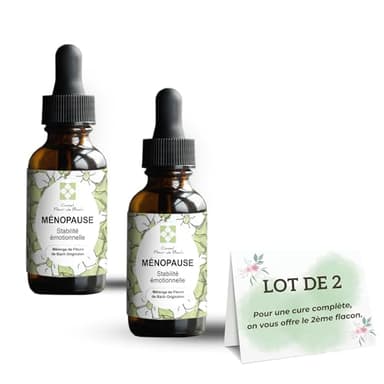 Fleurs de Bach Ménopause Efficace pour vivre sereinement cette période, retrouver un sommeil réparateur, vous adapter à ce chamboulement hormonale, lot de 2