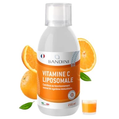 Bandini® Vitamine C Liposomale 1000 mg - Complément Liquide 250 ml - Dosage Puissant et Absorption Maximale - Système Immunitaire & Fatigue - 100% Vit C Acide Ascorbique Biodisponible - Vegan, Non-GMO