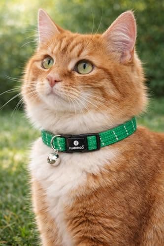 Collier Chat - Elza Vert 20–34 cm – Nylon élastique réfléchissant avec Clochette