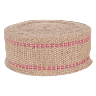 DIYEAH Sangle De Jute Multi Couleur 1000Cm pour RéParation De Chaises Artisanat DéCoration Ruban Tissé RéSistant avec Rayures Rouges
