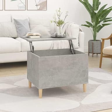 Gecheer Table basse relevable et extensible pour salon ou salle à manger Table d'appoint réglable en contreplaqué gris béton 60 x 44,5 x 45 cm