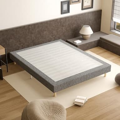 TEENO Sommier 160x200 | Lit 160 x 200 avec Sommier | Sommier Tapissier | 2x14 Lattes avec 9 Pieds | Hauteur du Cadre de Lit 29 cm | Espace de Couchage Spacieux et Confortable pour Toute la Famille