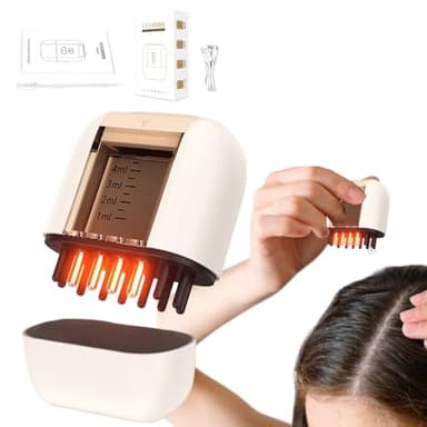Peigne À Huile De Cuir Chevelu Rechargeable - Stimulateur Capillaire LED, Masseur De Microcourant | Applicateur Vibrant Imperméable, Amplificateur De Croissance Des Cheveux, Outil De Luminothérapie Bl