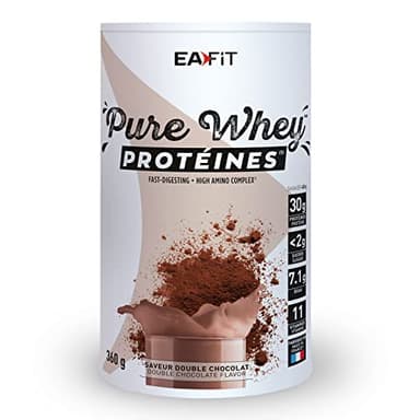 WHEY PROTEIN - Double Chocolat - EAFIT - Marque Française N°1 en Nutrition Sportive - 30g de Proteine Whey - BCAA - Shaker Proteine - Pre Workout, Musculation - Protéines Whey - 360 g