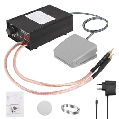 Soudeur par Points Réglable pour Batteries 8000W, Soudeuse à Point Portable 0,1-0,3mm avec Double Sortie D'impulsion 1-9 Vitesses Réglable par Pédale pour Fabrication de Packs de Batteries