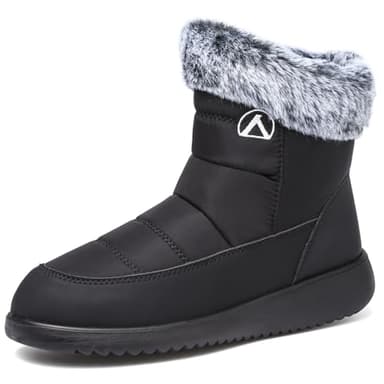 Rokiemen Bottes de Neige Femme Hiver Fourrure Doublure Chaude Imperméable Homme Coton Bottines Chaude Boots Extérieur Antidérapantes Noir EU 41