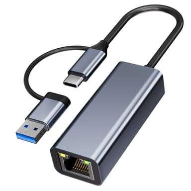 Adaptateur Ethernet USB C,Adaptateur USB Ethernet,1000Mbps 2-en-1 Us b-c ethernet,1Gbps Adap tateur RJ45 u-sb,Thunderbolt vers RJ45 Réseau LAN Compatible avec MacBook,iPad,iPhone,Surface,Windows,Linux