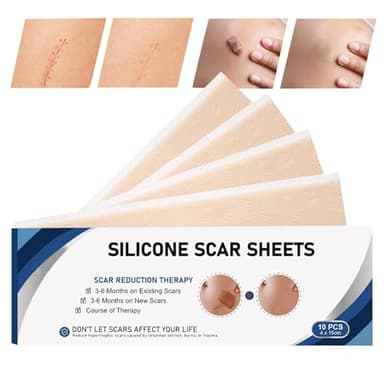 Pansement Cicatrices - 10 Traitement Cicatrices et Brûlures | Feuilles de Gel de Silicone pour Césarienne Abdominoplastie Chéloïdes Hommes Femmes
