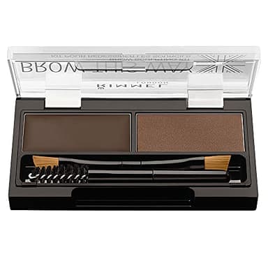 Rimmel LONDON Brow This Way Kit de Modelage de Poudre à Sourcils, Finition Soignée et Précision Ultime avec la Formule Duo Compact, Brun Foncé, Poudre 0,04 oz, Cire 0,03 oz