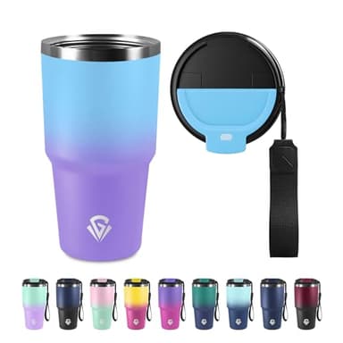 Mug Isotherme 600ml 20oz, Tasse à café Double Paroi, Thermo Café Réutilisable Acier Inoxydable 304, sans BPA, Tumbler Gobelet Isotherme pour École, Sport, Bureau, Gym, Yoga, Camping, Randonnée