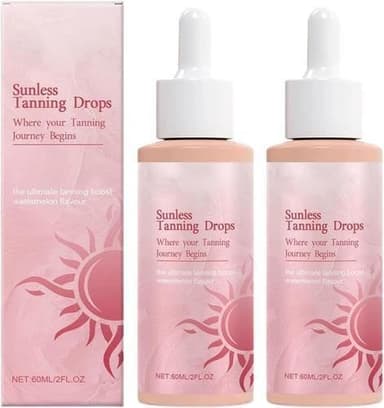 Gouttes Autobronzantes A Boire - 2X60ml Gouttes De Bronzage Sans Soleil, Gouttes De Bronzage À Boire, Stimule Naturellement La Production De Mélanine Pour Le Visage Et Le Corps, Goût Pastèque