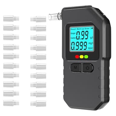 Dusefogo Ethylotest Electronique, Etiloteste Electronique Écran LCD, Portable Alcotest avec Mémoire Affichage Numérique avec 20 Embouts pour Usage Test Person Professionnel Domicile