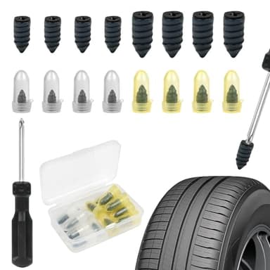 Adiwo Clous en Caoutchouc,16pcs Clous Pneus Voiture avec Tournevis, Universel Outil de Rapide Clou Reparation Pneu, Clous en Caoutchouc de Pneu sous Vide Convient aux Voitures, Motos, Camion (8S+8L)