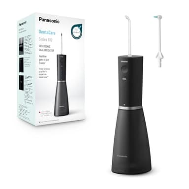 Panasonic Series 800 Ultrasonic Irrigateur EW-DJ86-K503, Hydropulseur Dentaire, Jet dentaire, 200ml, 1 Buse Orthodontique & Ultrasonique, 5 Réglages de Pression, Accesoire de Voyage, USB-C, Noir