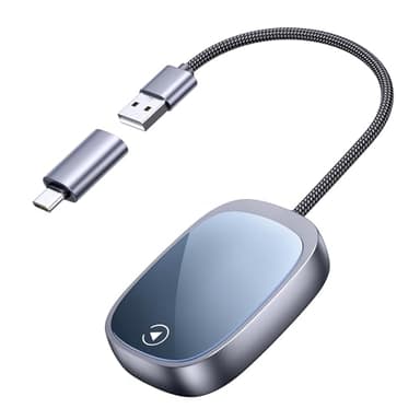 Adaptateur CarPlay sans Fil 2 en 1 pour Apple CarPlay/Android Auto - Carplay Voiture Conversion Instantanée USB-A/USB-C(Adaptateur Inclus) - Compatible 800+ Modèles Voitures