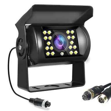 Rimoody Caméra de Recul 4 Pin Aviation Mâle IR Vision Nocturne Pas de Ligne Auxiliaire sans Changer la Couleur IP67 Caméra de Recul étanche pour SUV/Bus/Caravanes/Camion/Remorque/Voiture 9V-36V