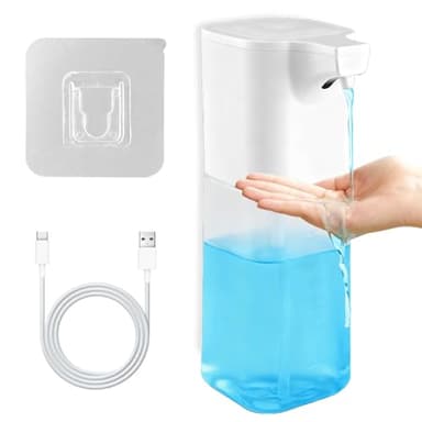 Distributeur de Savon Automatique 550 ML, Capteur Infrarouge sans Contact, 4 Modes Réglables, Rechargeable USB, Étanche IPX6 pour Cuisine et Salle de Bain, Installation Murale Facile