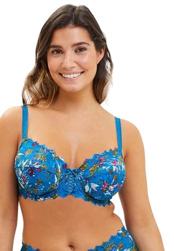 Sans Complexe - Modèle Arum Mosaic - Soutien-Gorge Classique avec Armatures - Femme - 110D - Imprimé Floral Bleu Mykonos