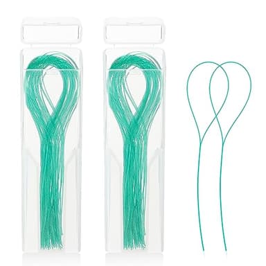 WLLHYF 100 pièces enfile-fil fil dentaire multifonctionnel pour nettoyage en profondeur pour appareils orthodontiques, ponts et implants enfile-dentaire (Vert)